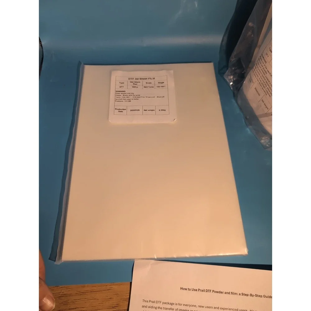 Dtf Transfer Film & Powder Bundle 30xa4‎ Dtf Sheets 500G Stf Powder 1 Bag